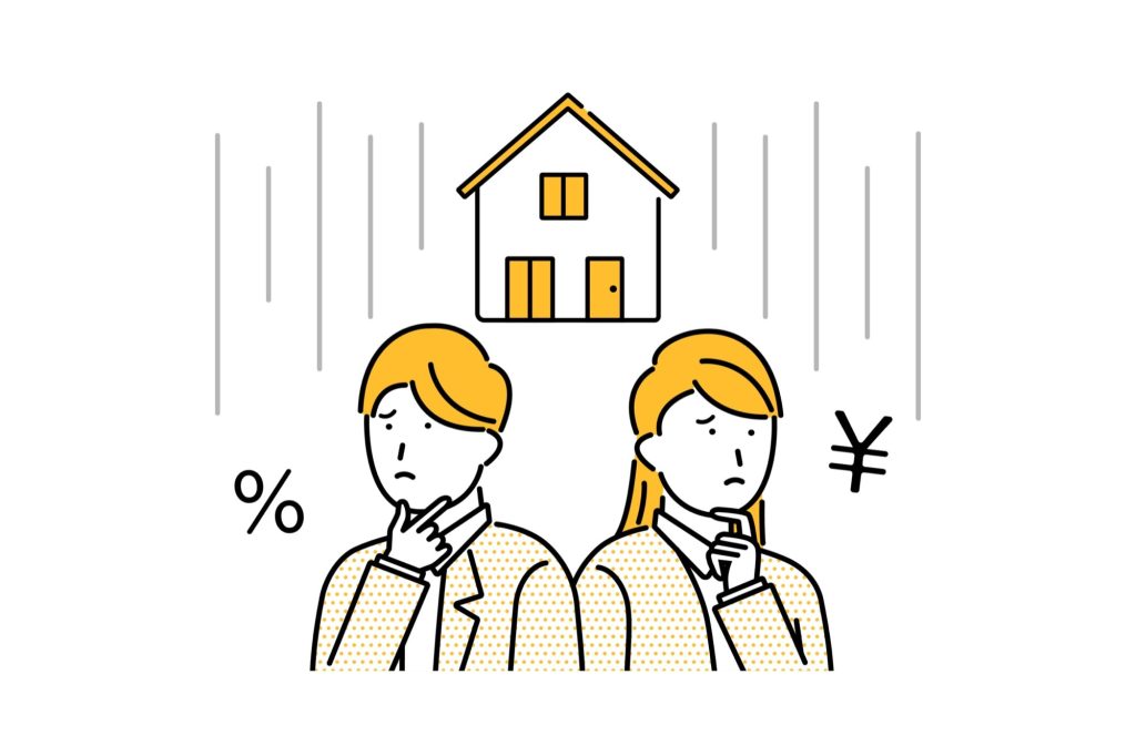 家に関するお金で困る夫婦のイラスト